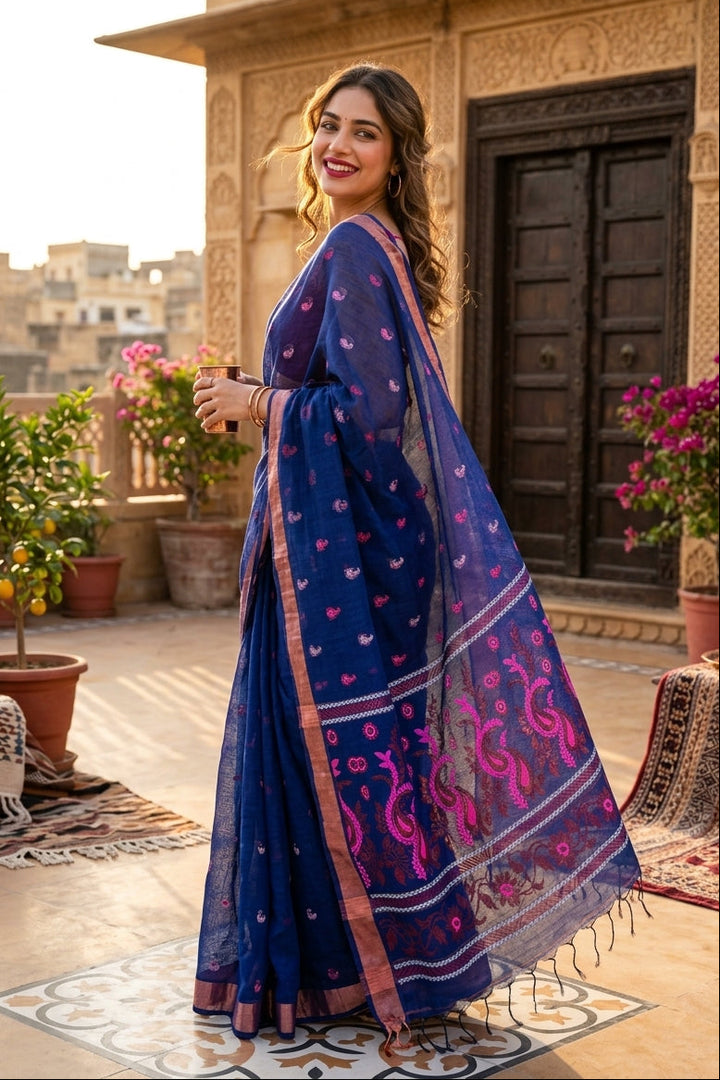 Mayura Chaya Banarasi Khadi Saree