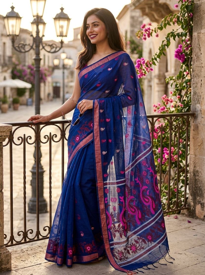 Mayura Chaya Banarasi Khadi Saree