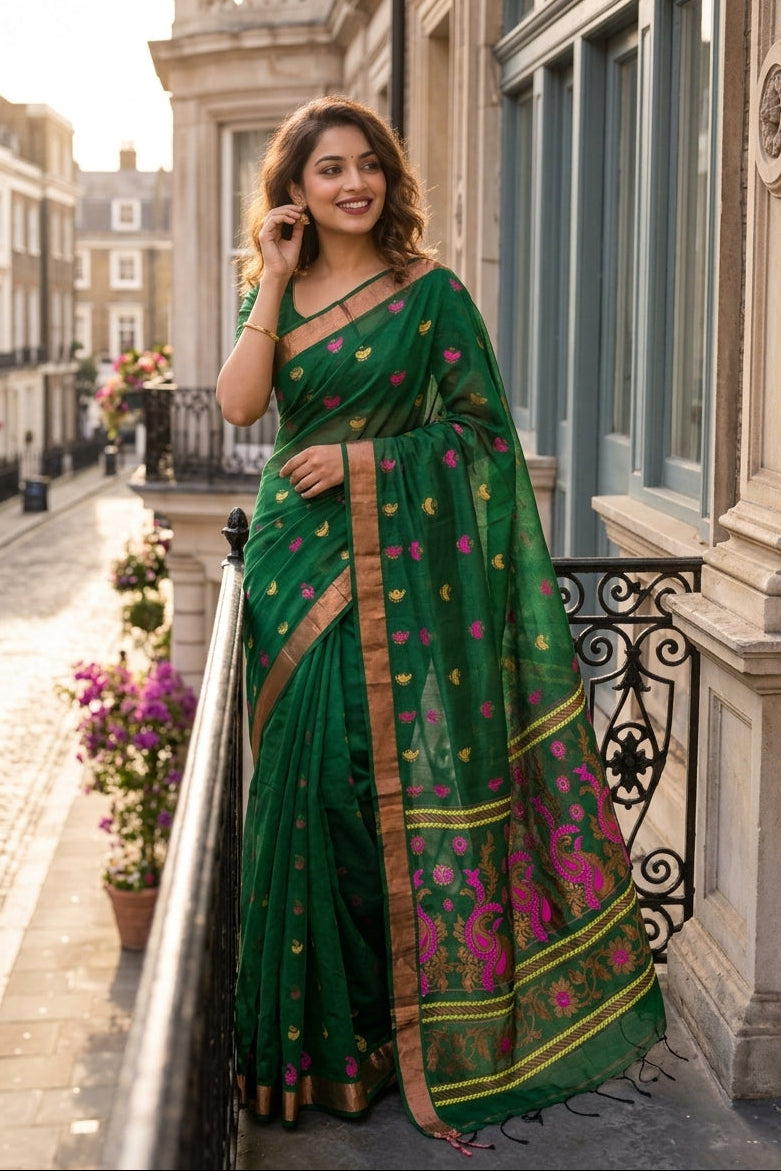 Mayura Chaya Banarasi Khadi Saree