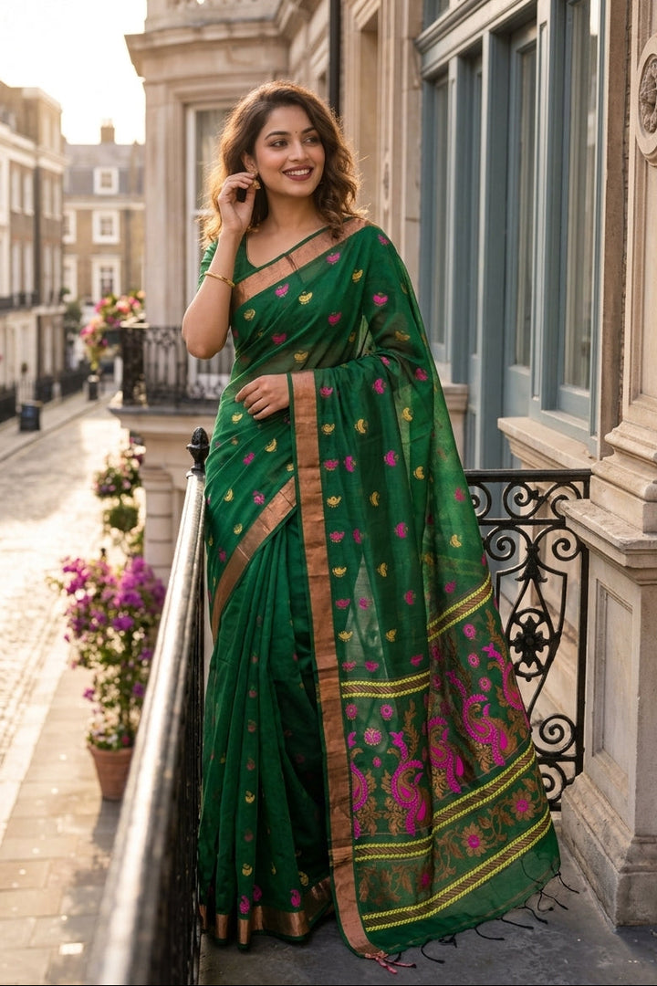 Mayura Chaya Banarasi Khadi Saree