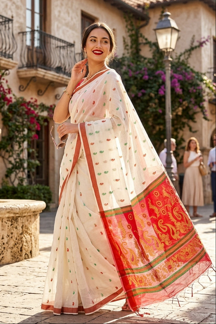 Mayura Chaya Banarasi Khadi Saree