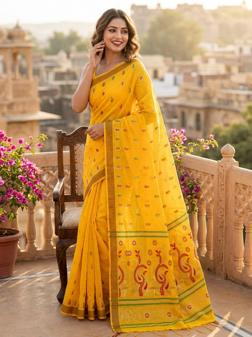 Mayura Chaya Banarasi Khadi Saree