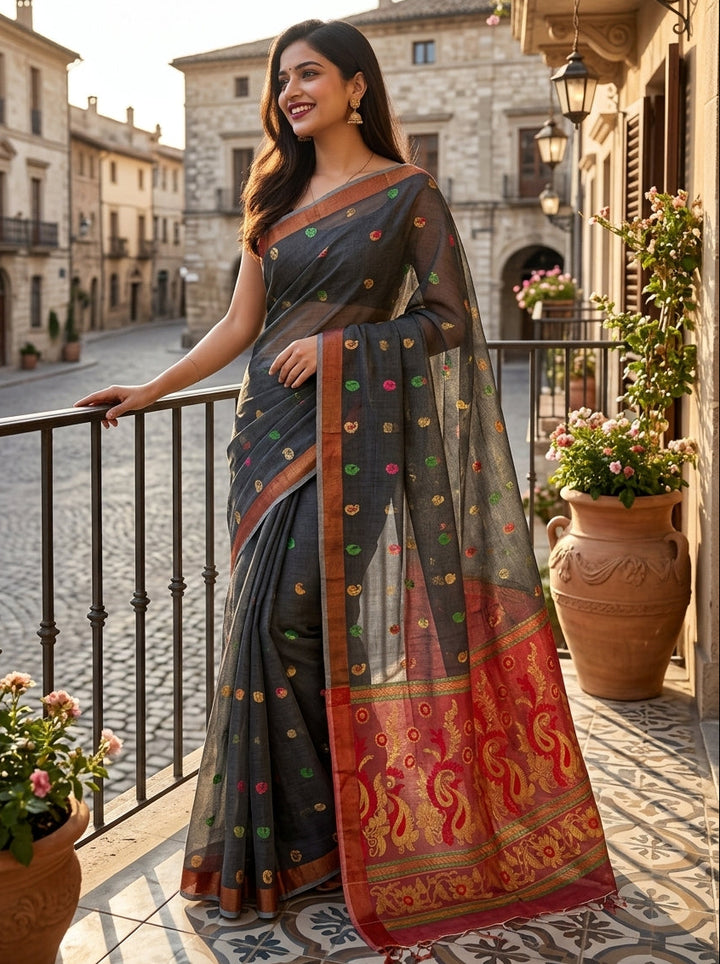 Mayura Chaya Banarasi Khadi Saree