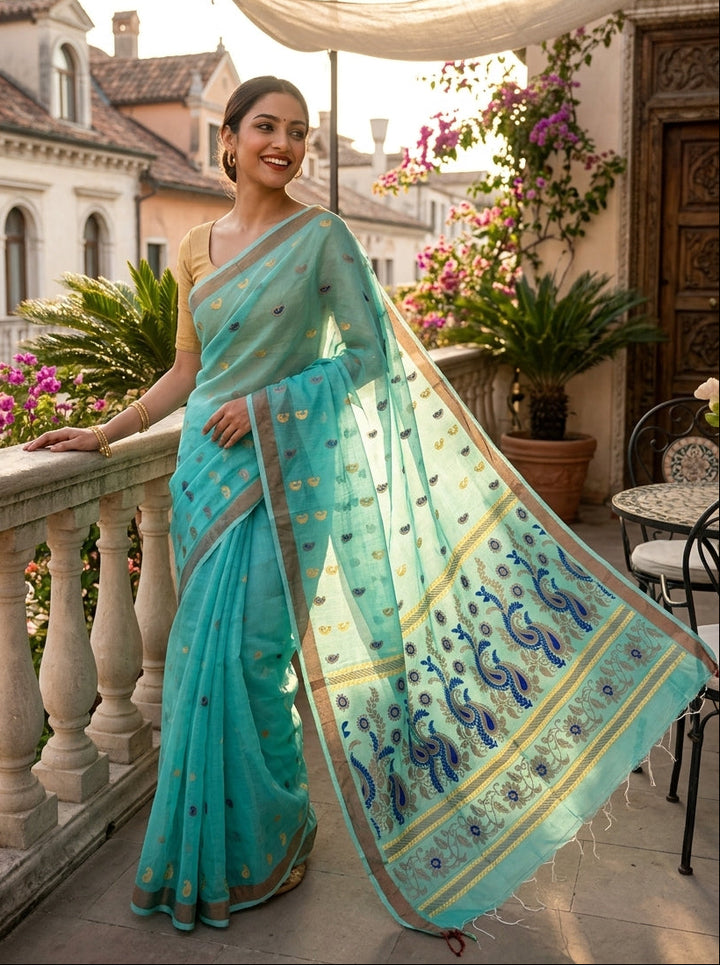 Mayura Chaya Banarasi Khadi Saree