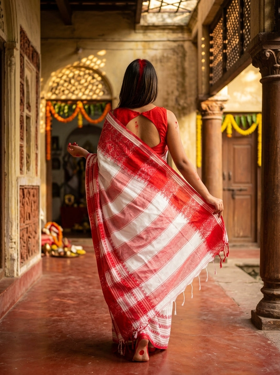 Pujor Din-khadi Jamdani Saree