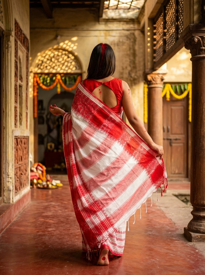 Pujor Din-khadi Jamdani Saree