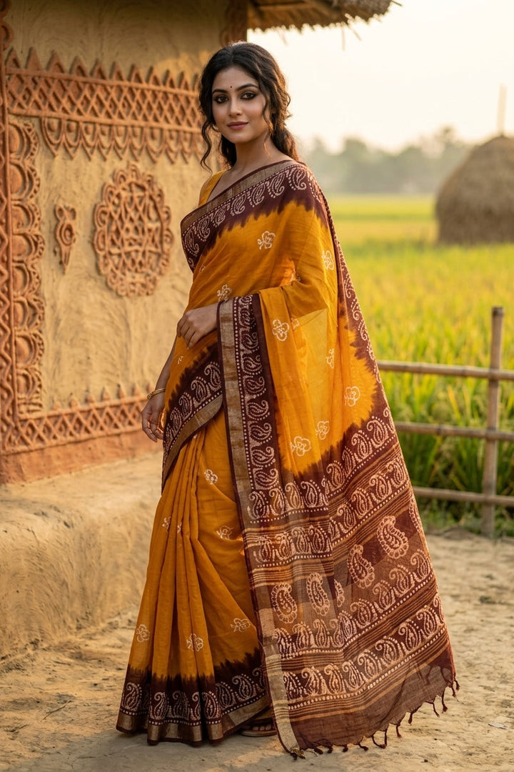 Ronger Porosh (রঙের পরশ) Cotton Linen Saree
