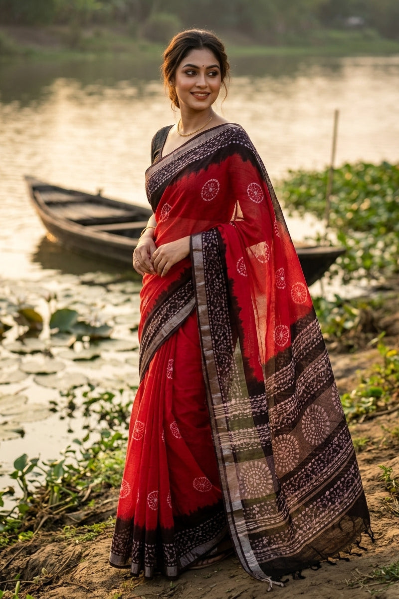 Ronger Porosh (রঙের পরশ) Cotton Linen Saree