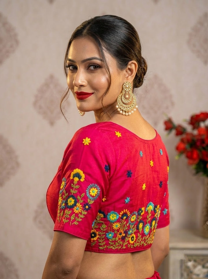 Blooming Paradise – Handstitched Designer Blouse