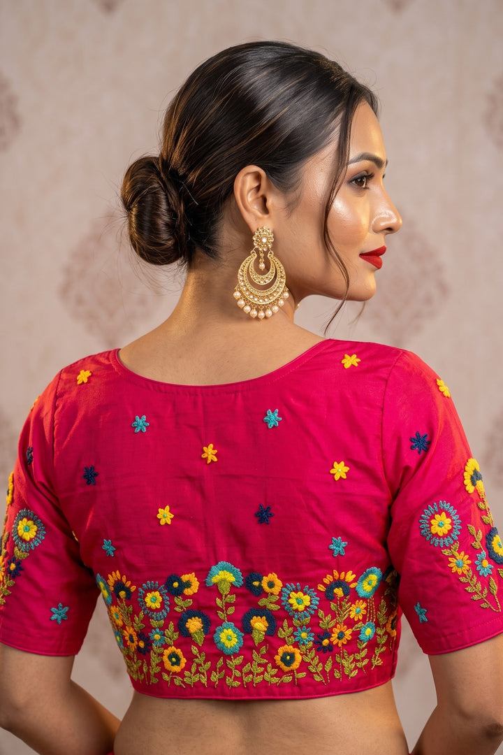 Blooming Paradise – Handstitched Designer Blouse