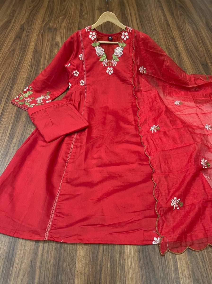 Mystic Aura Chanderi Silk Kurti Set