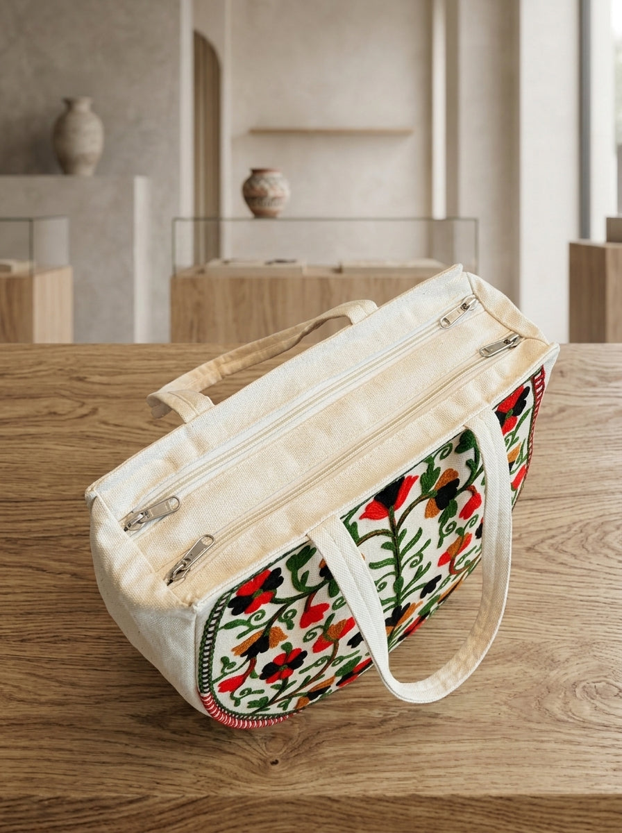 The Floral Tapestry - Embroidered Tote Bag