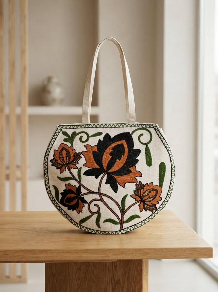 The Floral Tapestry - Embroidered Tote Bag