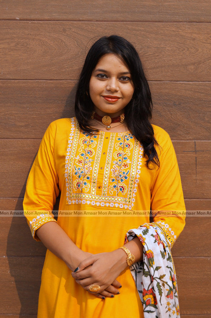 Julia Rosa - A Yellow Jaipur Kurti Set