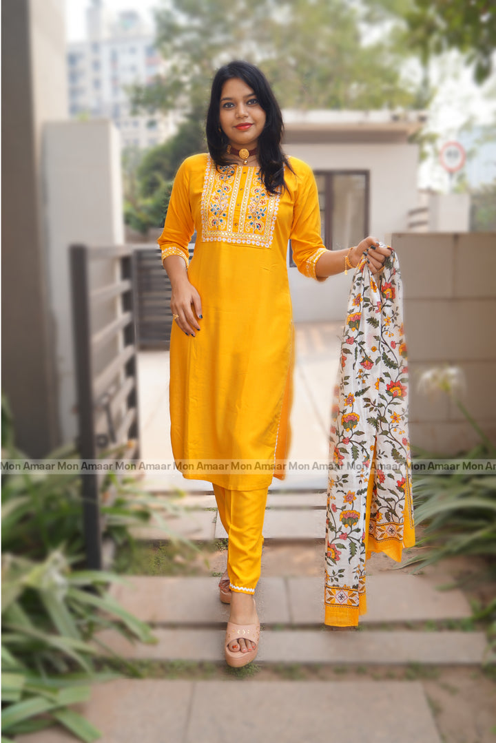 Julia Rosa - A Yellow Jaipur Kurti Set