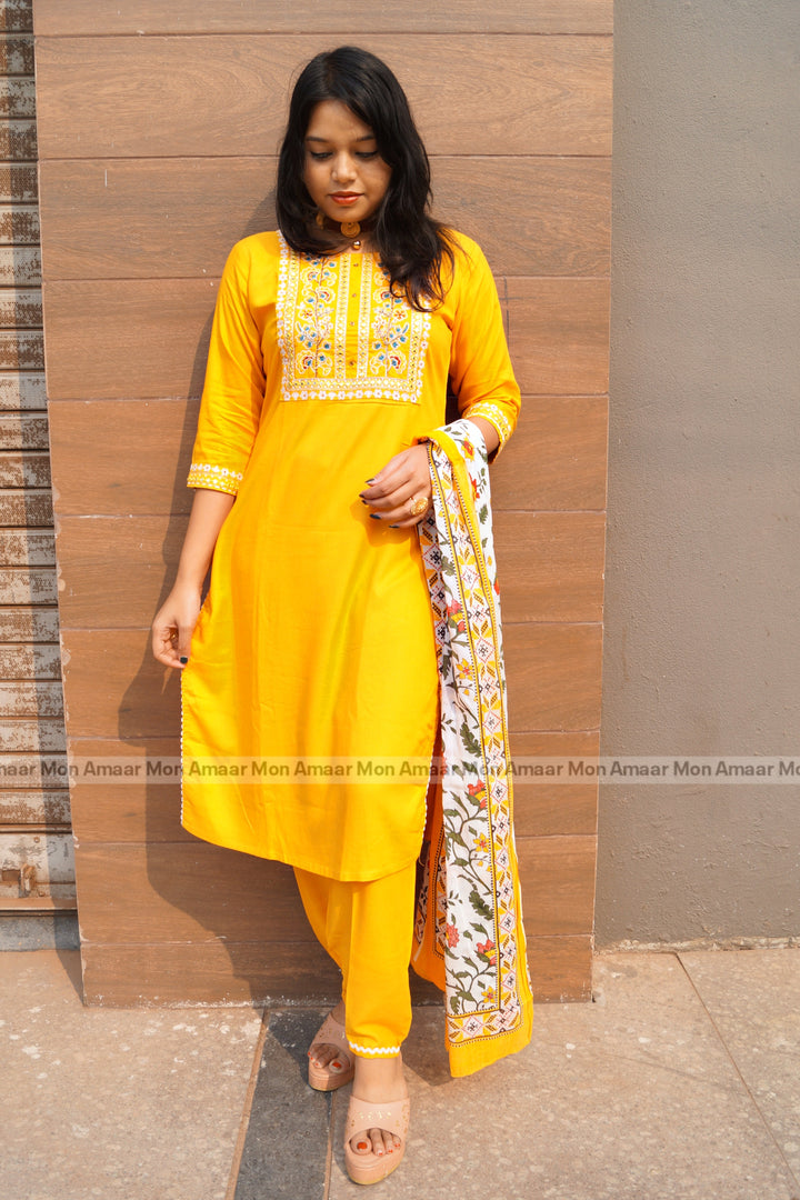 Julia Rosa - A Yellow Jaipur Kurti Set