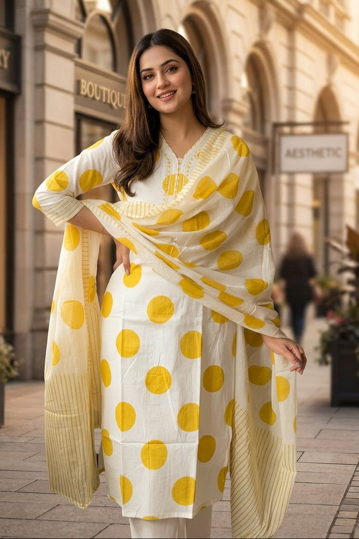Antique Stones Cotton Kurti Set