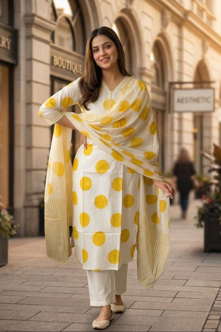 Antique Stones Cotton Kurti Set