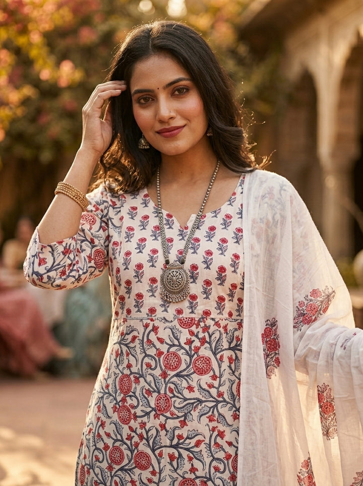 Satisfying White-Cotton Suit set