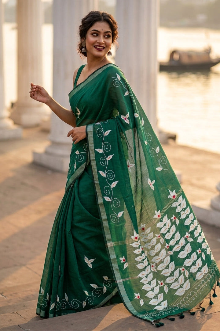 Mudrika Weave Hand Painted Cotton Saree