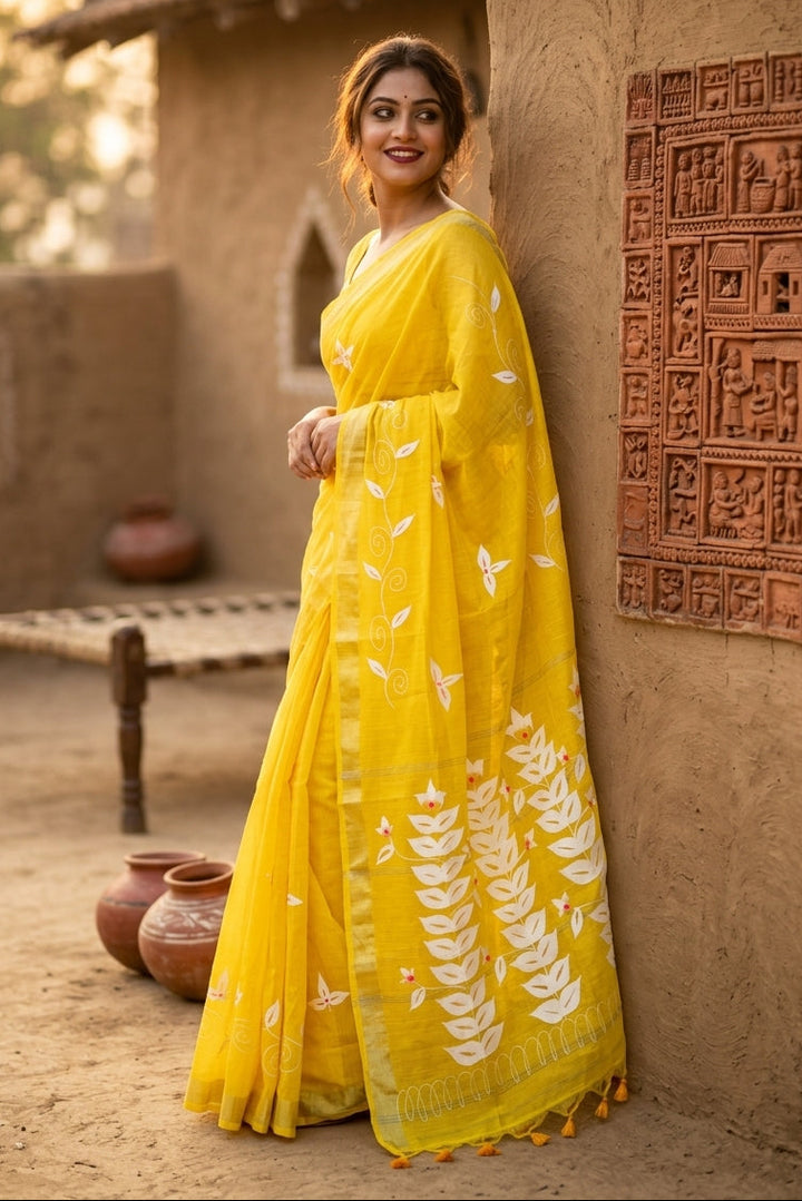Mudrika Weave Hand Painted Cotton Saree