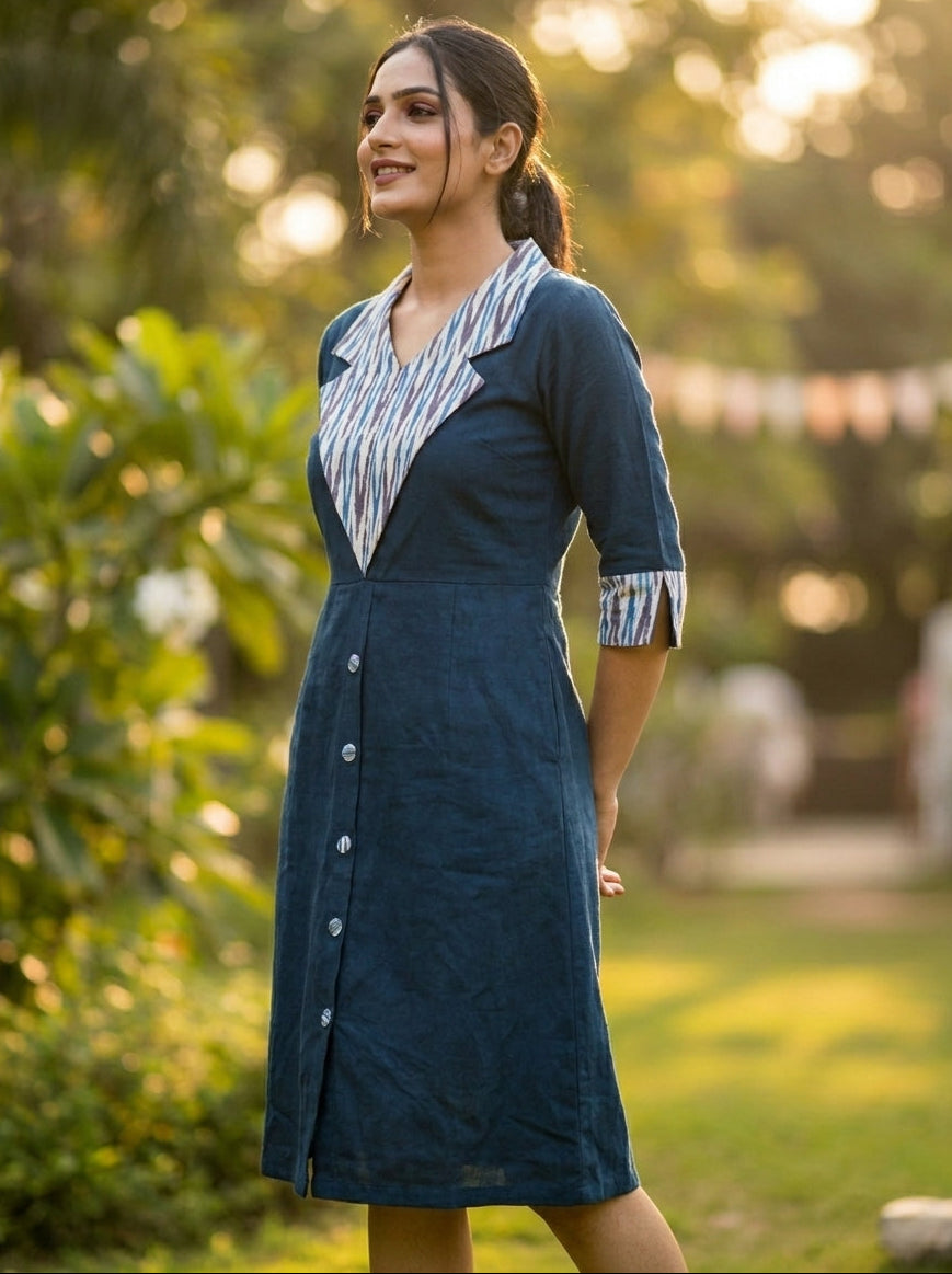 Summer Soul-Pure Ikkat Handloom Dress
