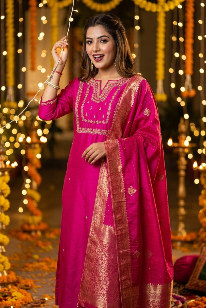 Burst Of Light Silk Kurti Set