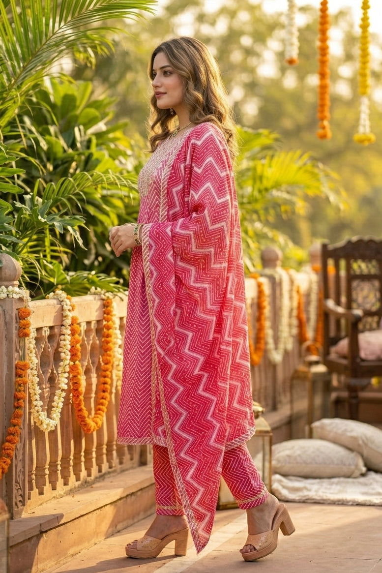 Pink Day- Party Wear Kurti Set