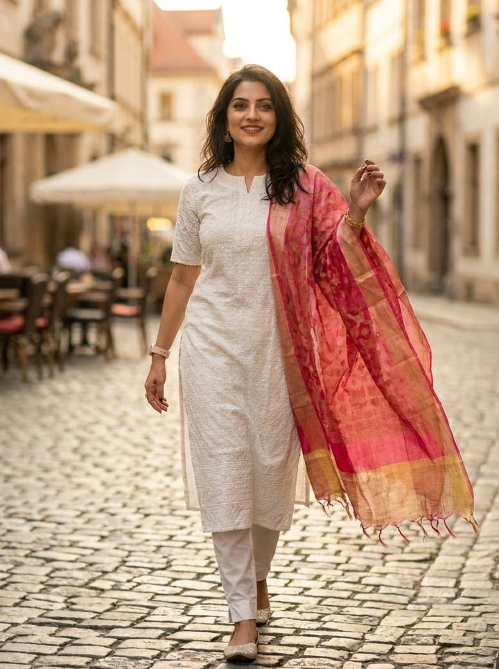 Born To Look Stunning-Chikankari Kurti Set