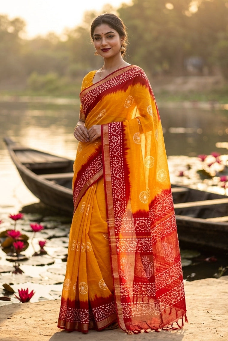 Ronger Porosh (রঙের পরশ) Cotton Linen Saree
