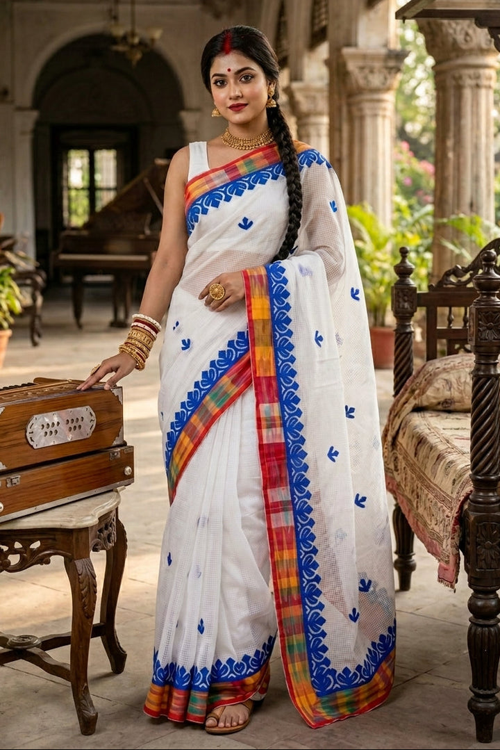 Aloklata Cotton Kota Applique Saree