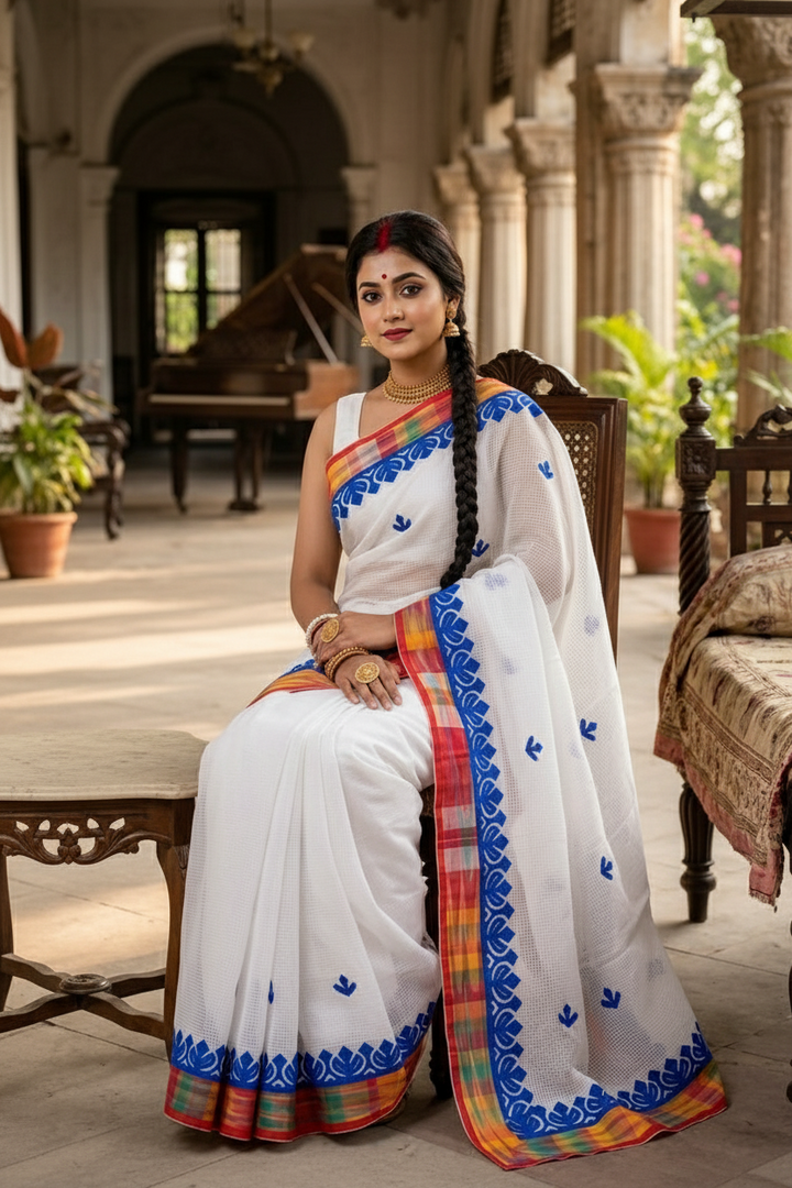 Aloklata Cotton Kota Applique Saree