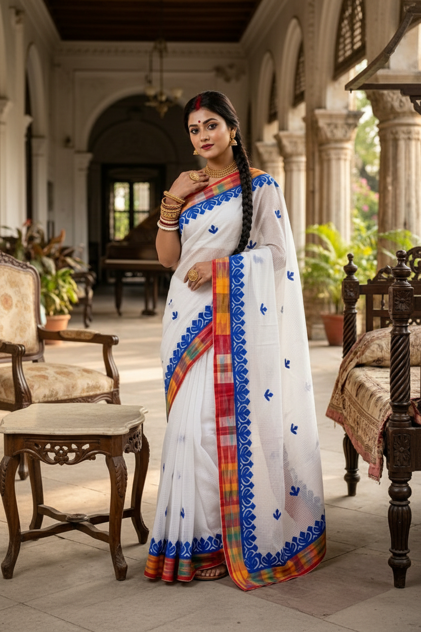 Aloklata Cotton Kota Applique Saree