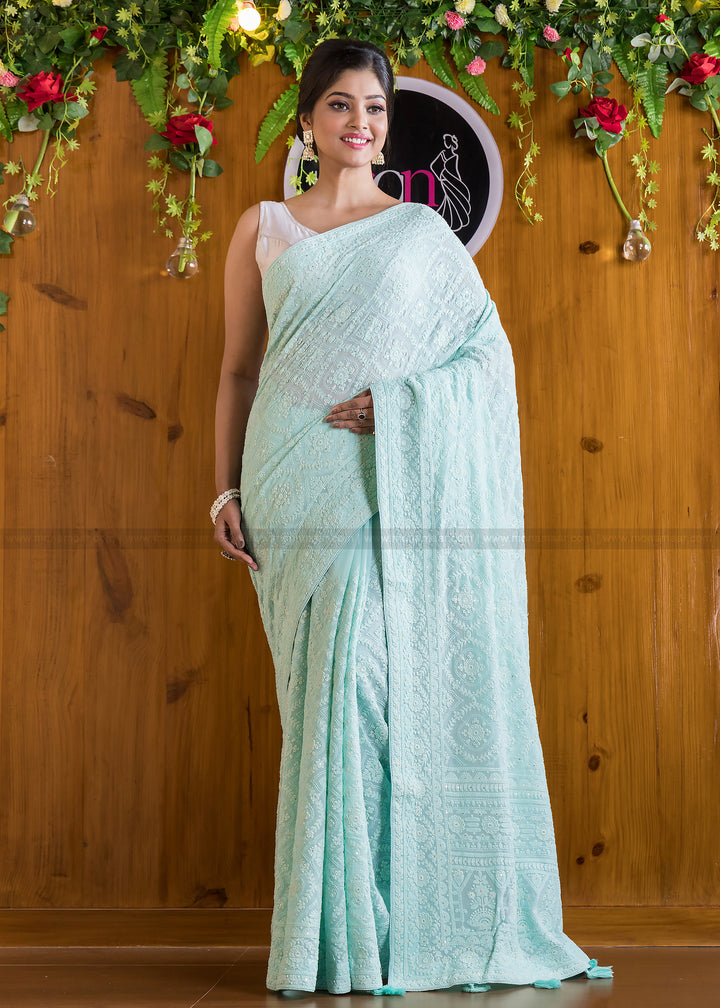 Mermaid- Single Color Georgette Saree