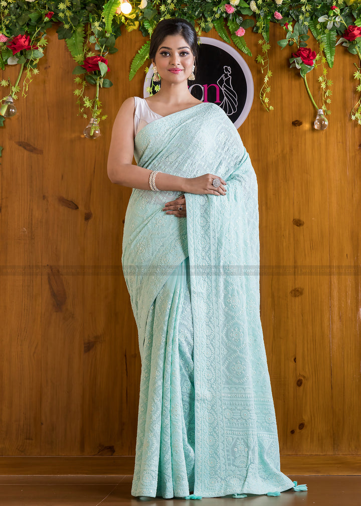 Mermaid- Single Color Georgette Saree