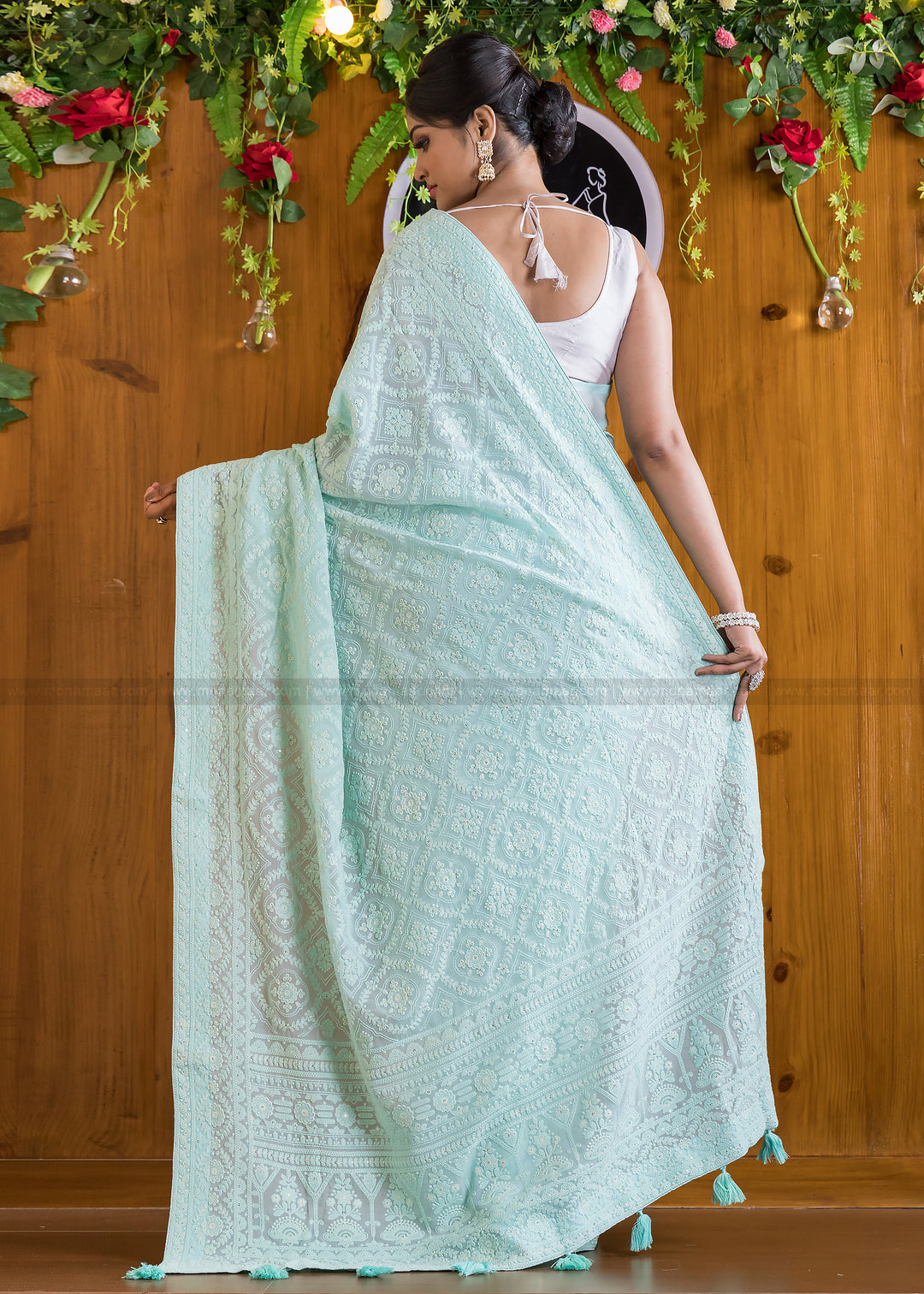 Mermaid- Single Color Georgette Saree