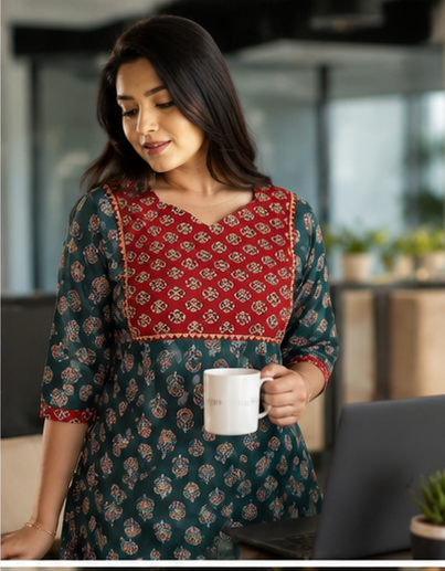 Rangrez Ajrakh Kurti(Only Kurti)