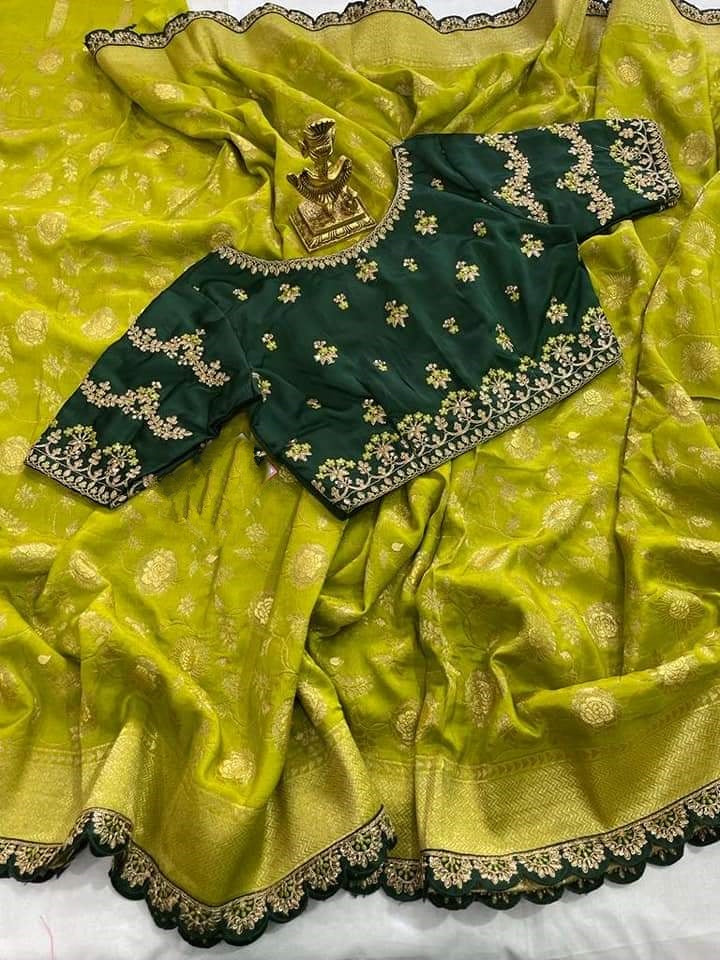 Magical Yellow Green Combination Banarasi Silk Saree