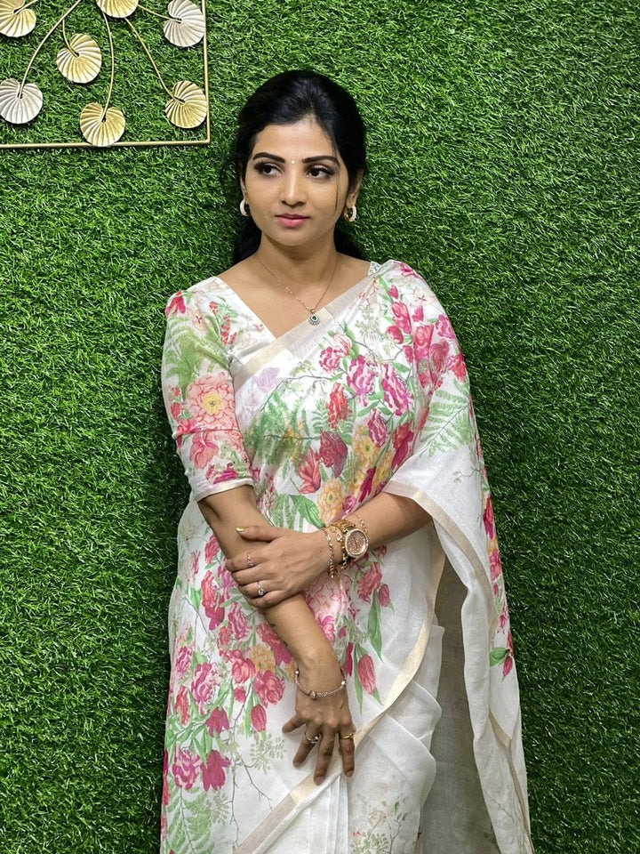 Meadow of Roses Fancy Chanderi Saree