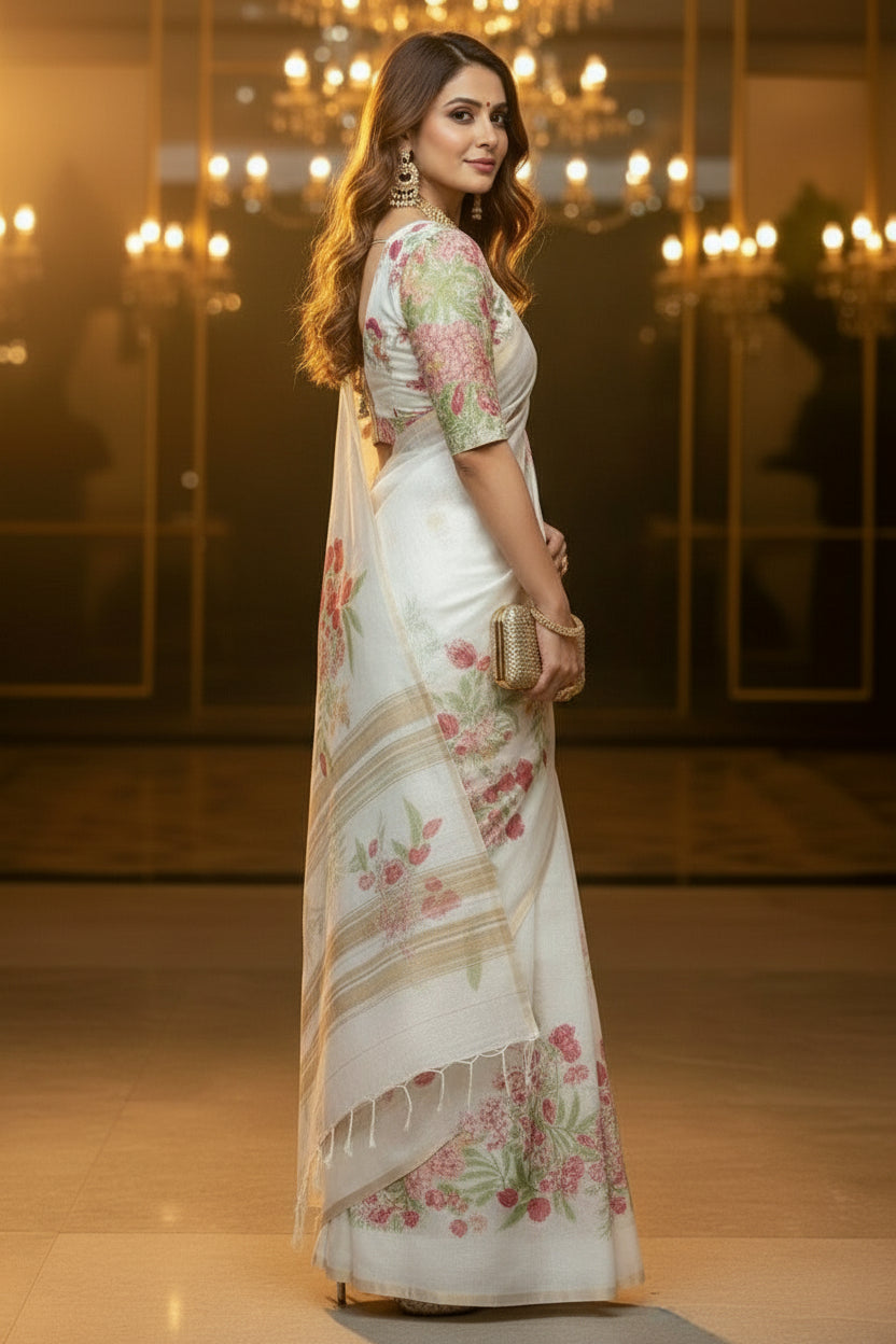 Meadow of Roses Fancy Chanderi Saree