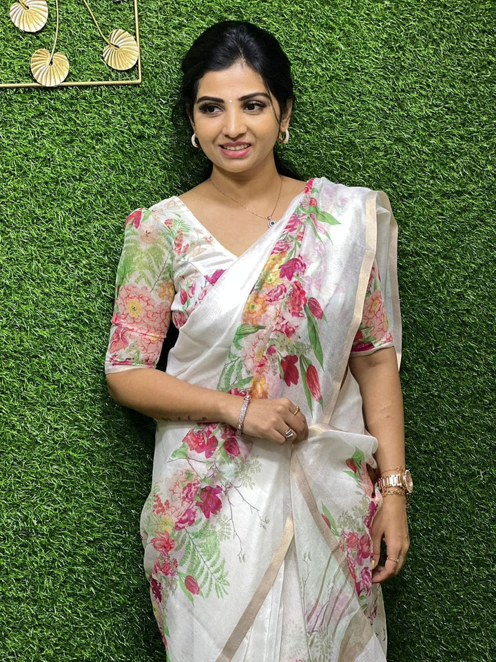 Meadow of Roses Fancy Chanderi Saree