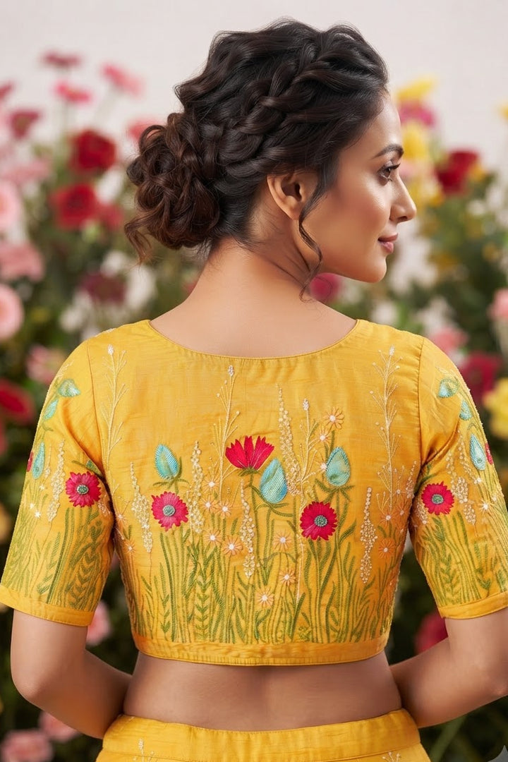 Gilded Garden Vichitra Silk Blouse
