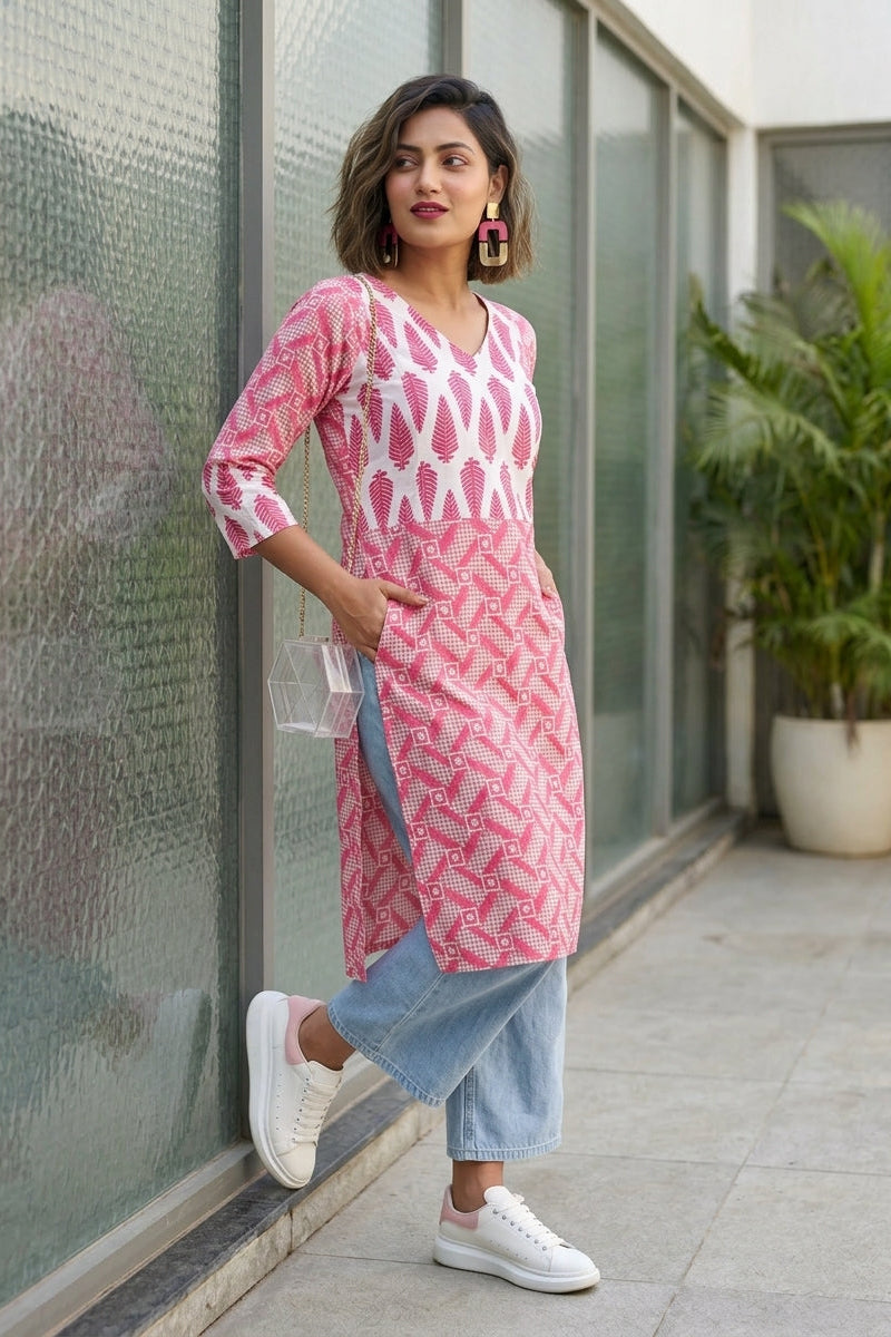 Pink Bloosm Cotton Kurti