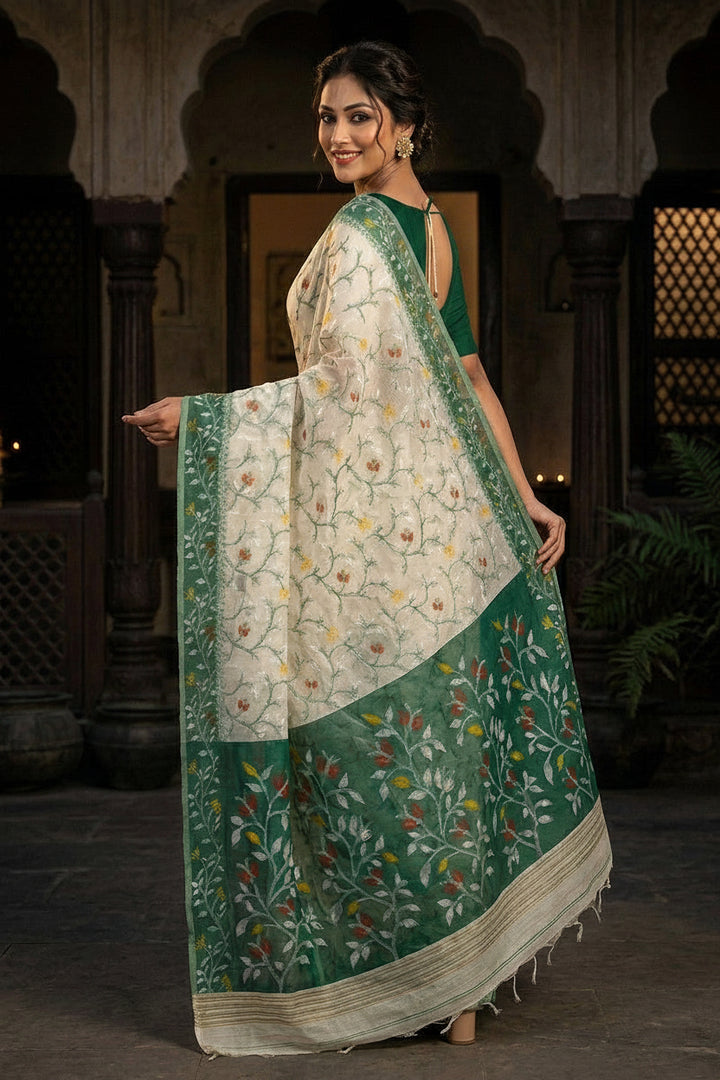 Kolkata Komol Cotton Silk Saree( Green)