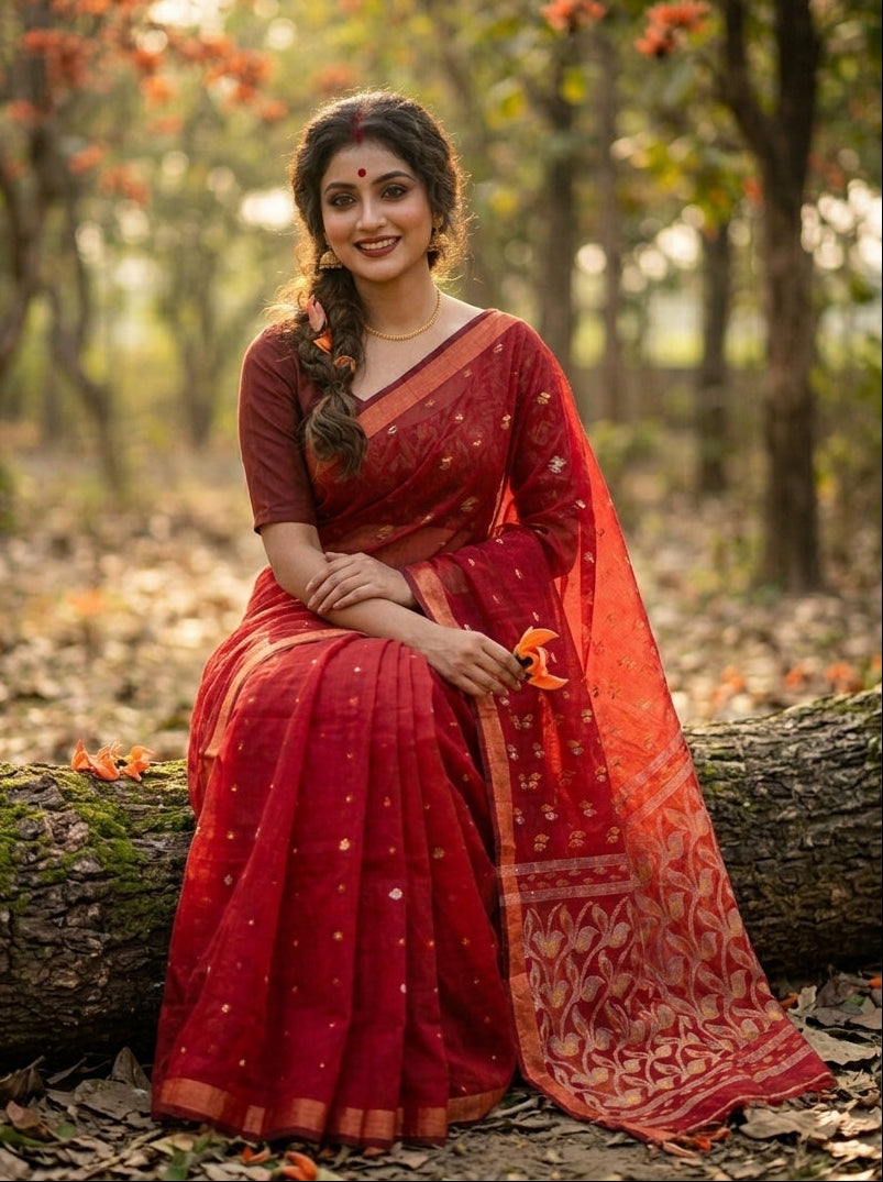 Rajrangi (রাজরঙ্গী) Khadi  Cotton  Saree