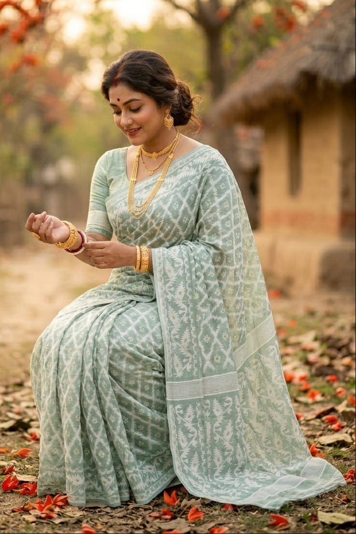Neel Komol ( নীল কমল )Bengal Jamdani Saree