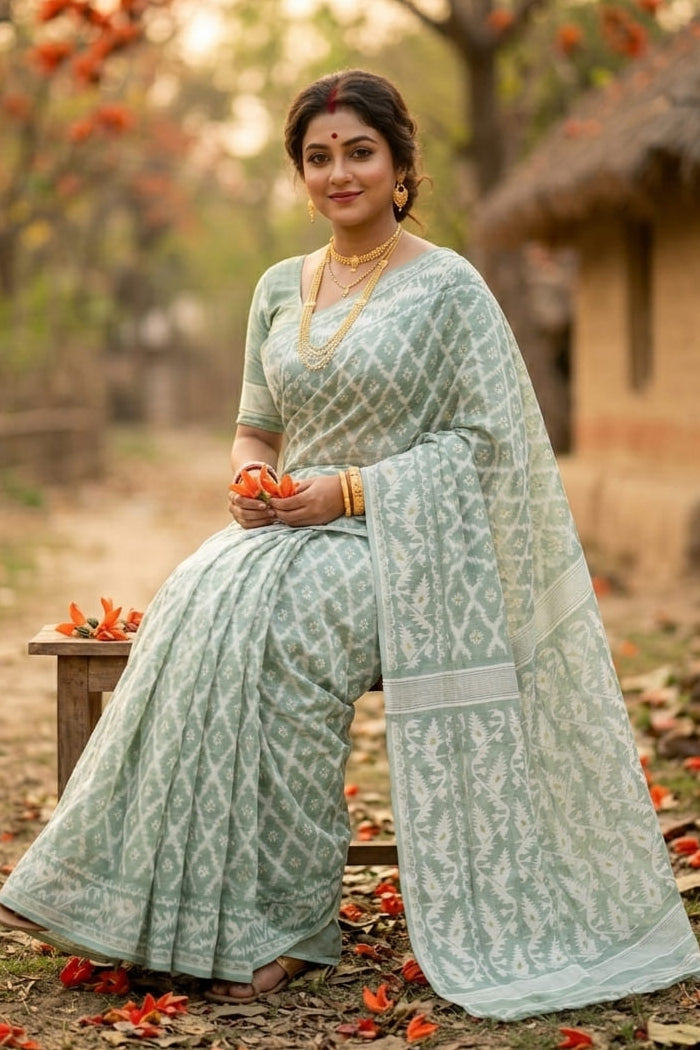 Neel Komol ( নীল কমল )Bengal Jamdani Saree