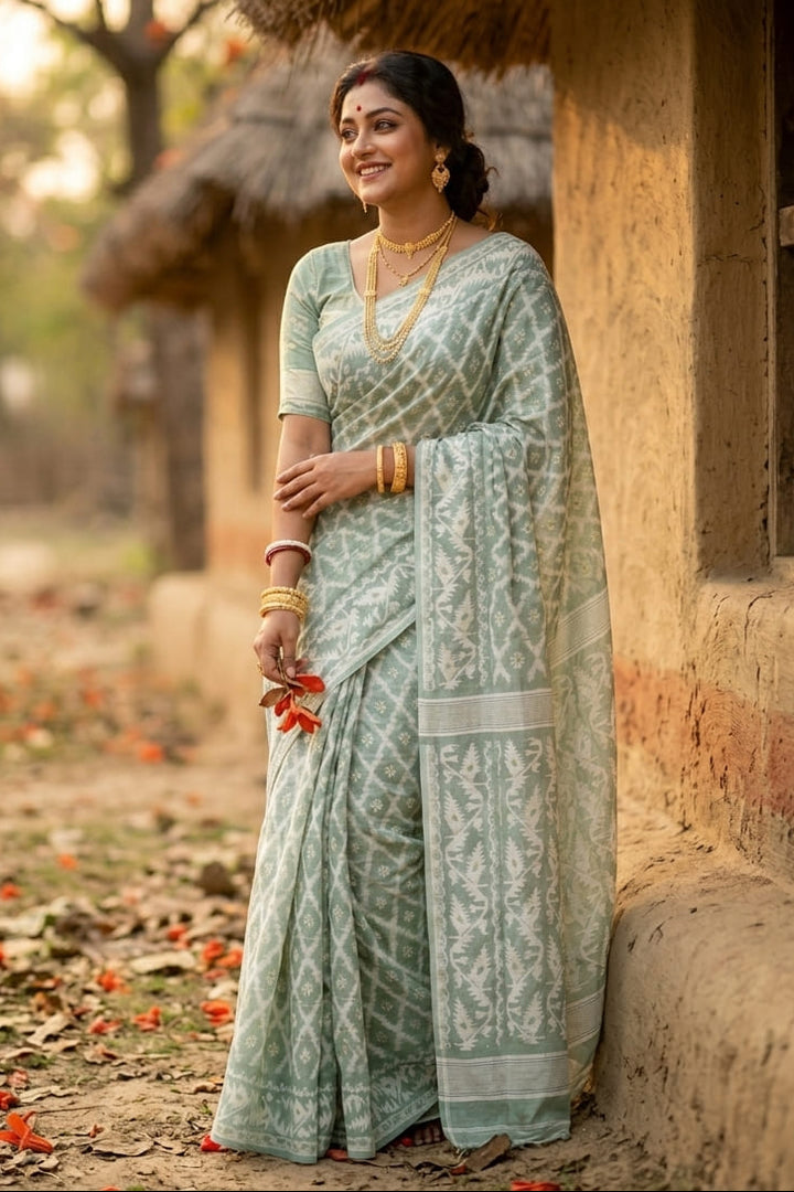 Neel Komol ( নীল কমল )Bengal Jamdani Saree