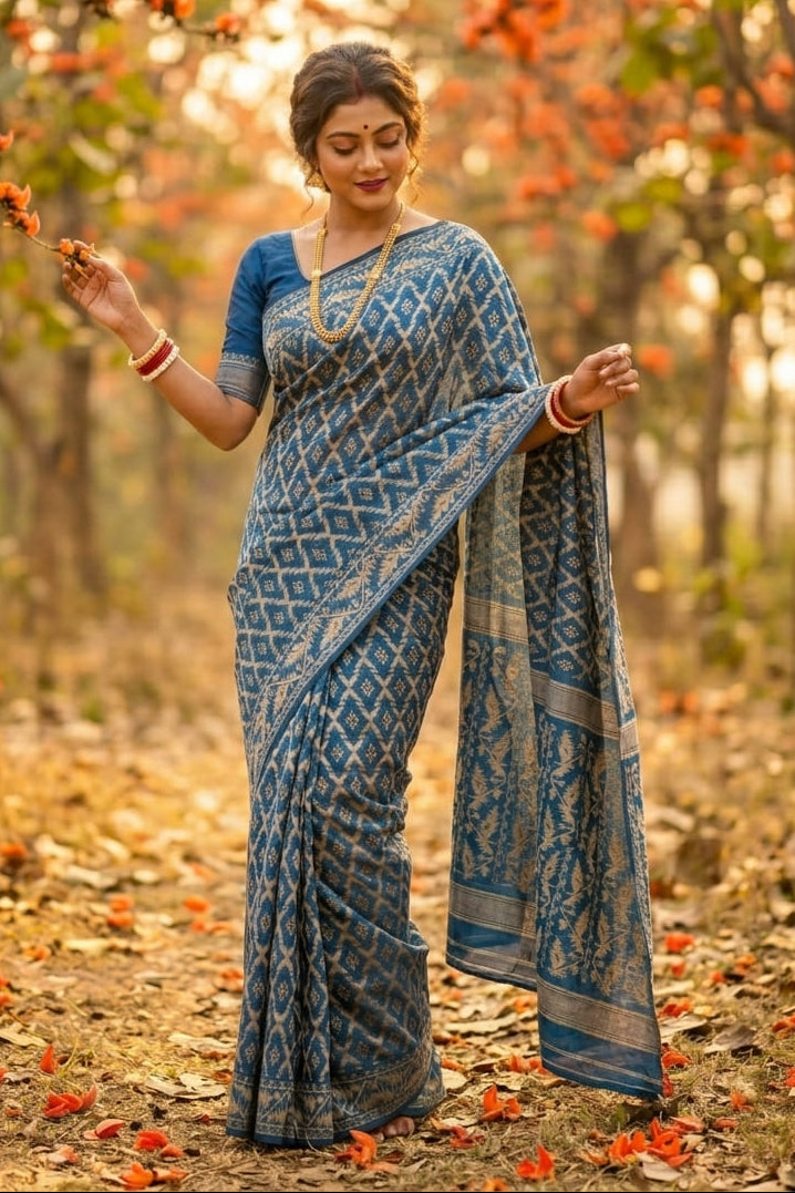 Neel Komol ( নীল কমল )Bengal Jamdani Saree