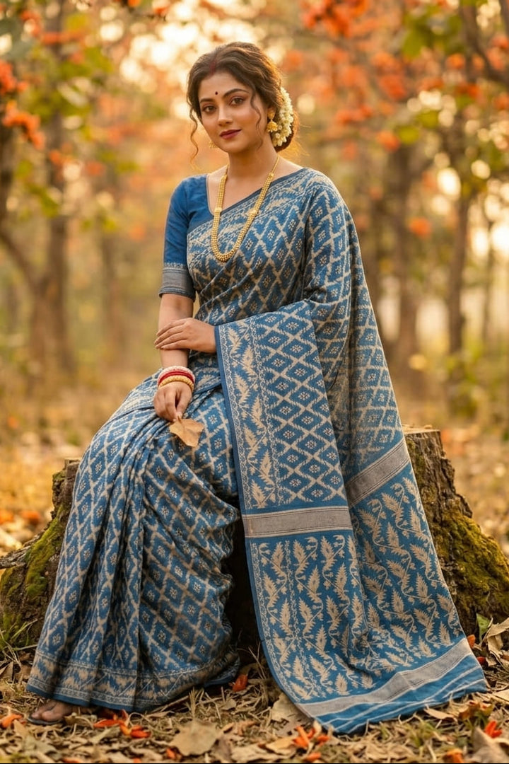 Neel Komol ( নীল কমল )Bengal Jamdani Saree
